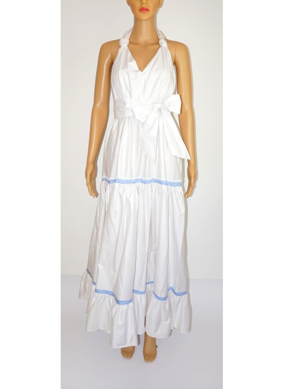 Kleid lang weiß hellblau