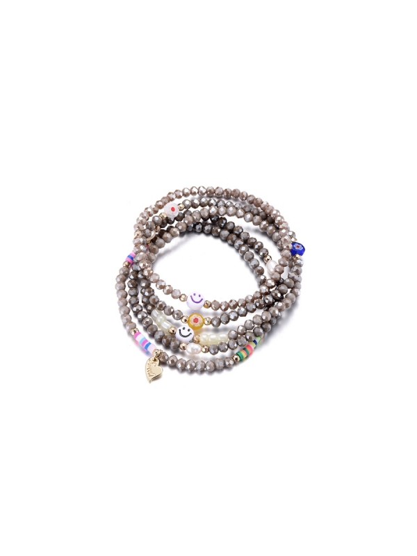 Armband-Set murano beads taupe